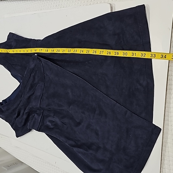 Sugar Lips mini wrap Dress Navy Blue Suede fabric Size M V-Neck NWT - Picture 14 of 14